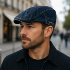 Denim Flat Cap – Adjustable Cotton Headwear With Classic Flat Brim Style