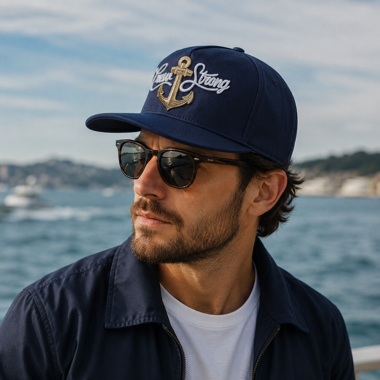 Navy Blue Snapback Cap – Adjustable Cotton Baseball Hat | Crew Strong Design