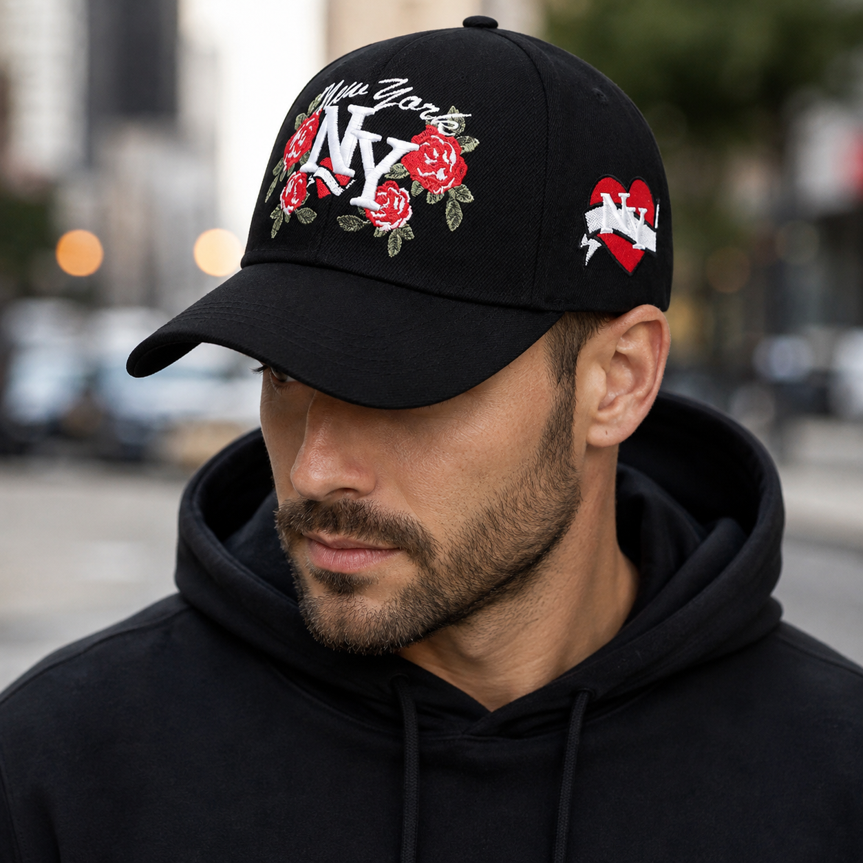 New York Roses Cap – Adjustable Acrylic Baseball Hat For Men & Women