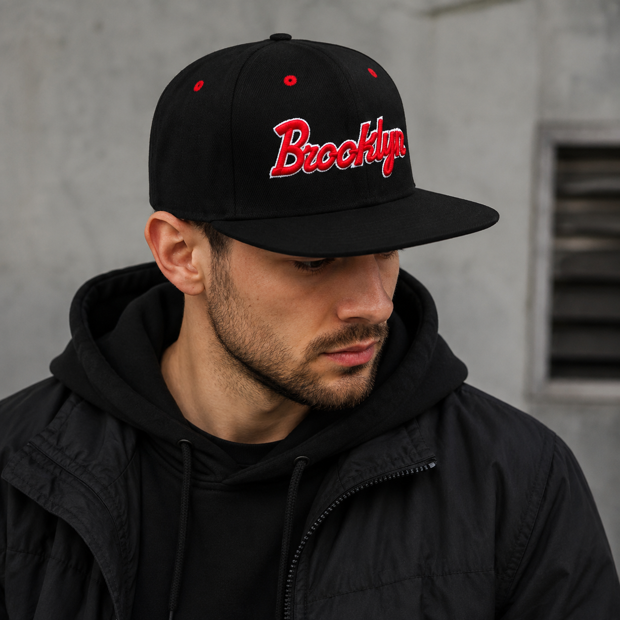 Black Snapback Cap – Adjustable Cotton Baseball Hat With Embroidered Logo