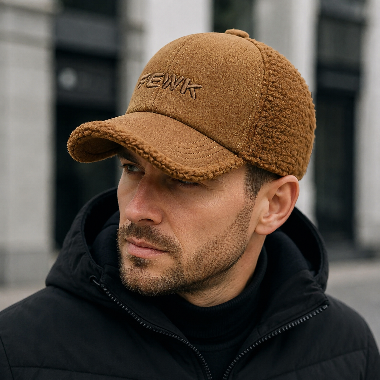Winter Fur Baseball Cap – Adjustable Size Acrylic Fur Lined Hat for Cold Weather