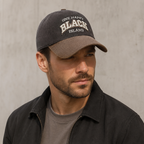 Washed Cotton Baseball Cap – Adjustable Black Embroidered Sports Hat