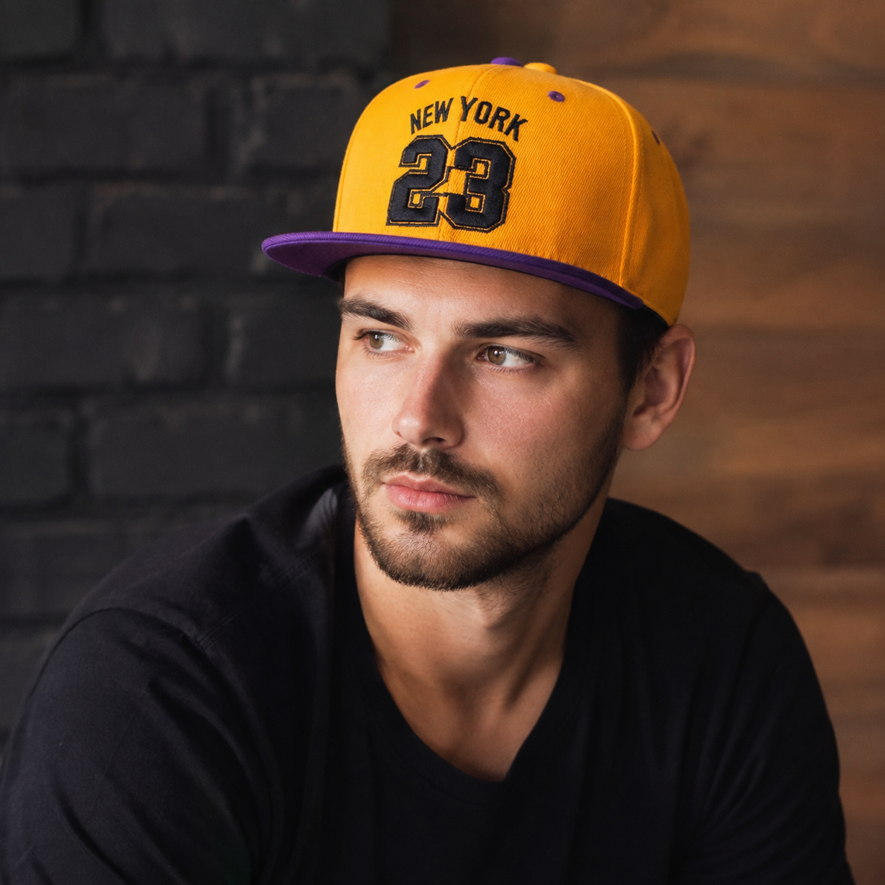 Snapback Cap - New York Acrylic Baseball Hat With Adjustable Flat Brim
