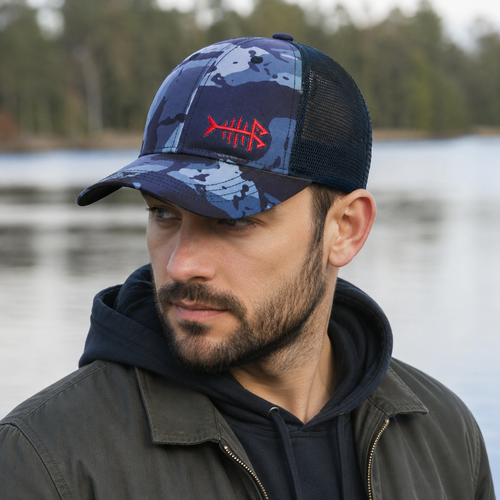 Camouflage Trucker Cap – Adjustable Cotton Acrylic Blend Outdoor Fishing Hat