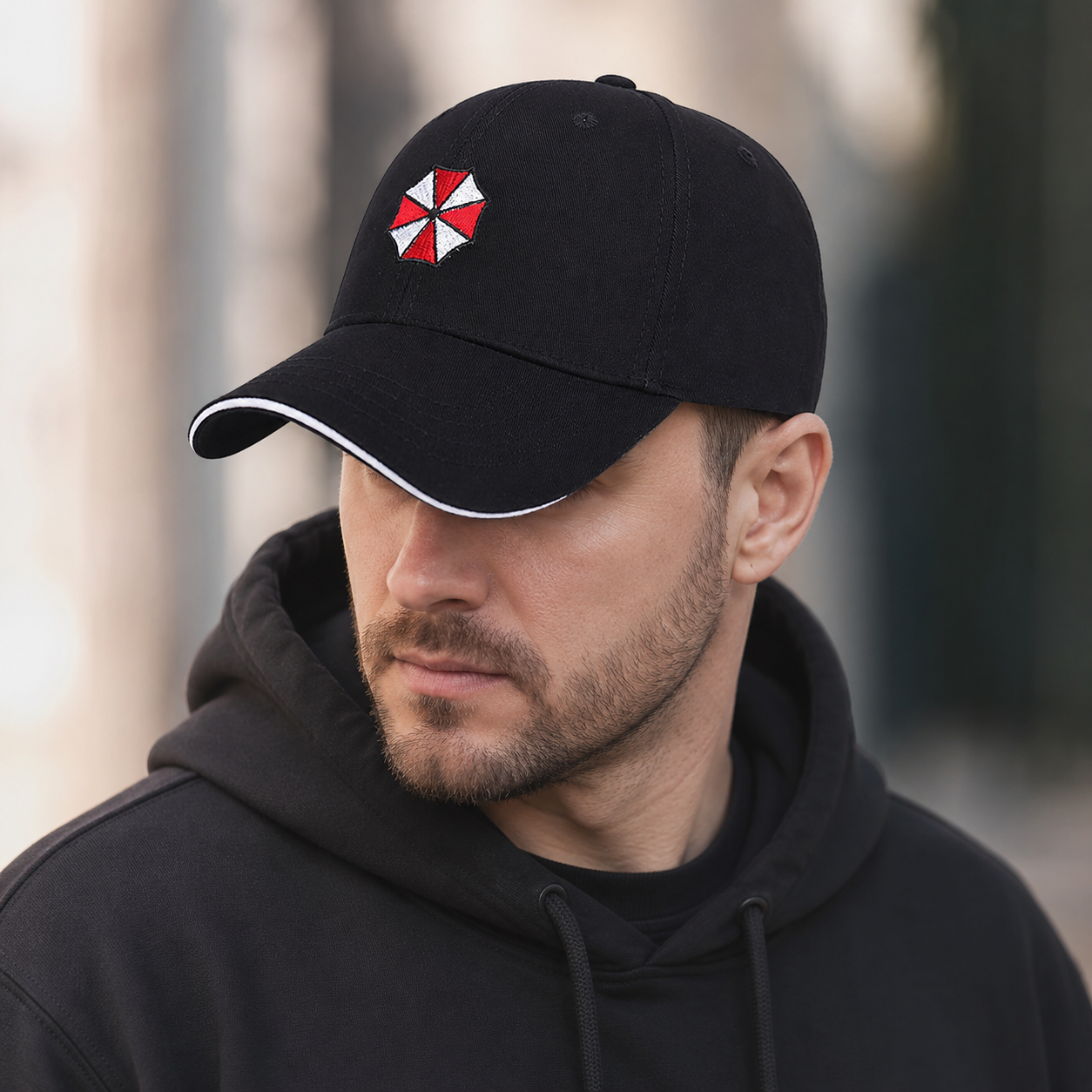 Black Baseball Cap - Adjustable Cotton Acrylic Blend With Embroidered Logo