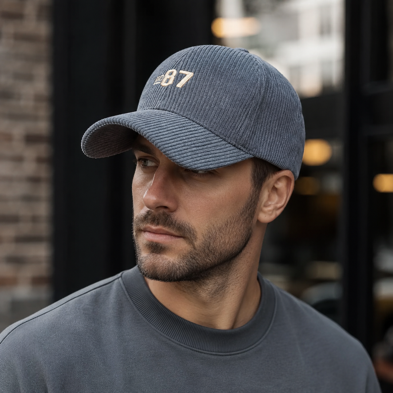 Retro Corduroy Cap – Adjustable Baseball Hat With Embroidered Logo Design