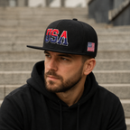 USA Flag Snapback - Adjustable Cotton Acrylic Embroidered Cap For Summer Wear