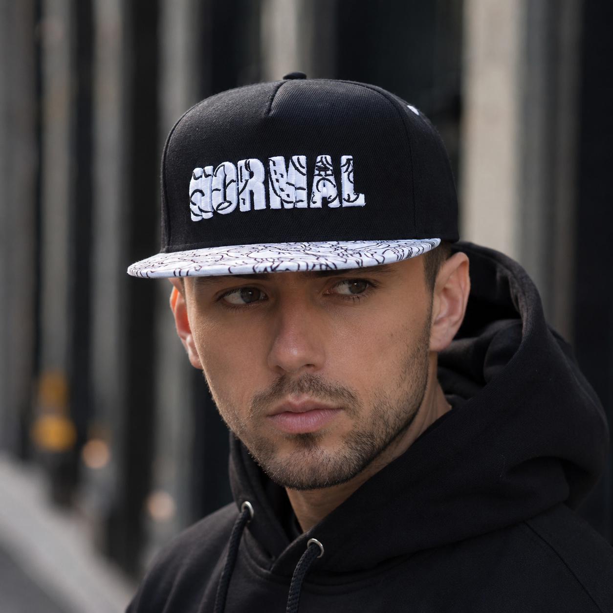 Abstract Snapback Cap - Cotton Adjustable Baseball Hat With Embroidered Logo Design