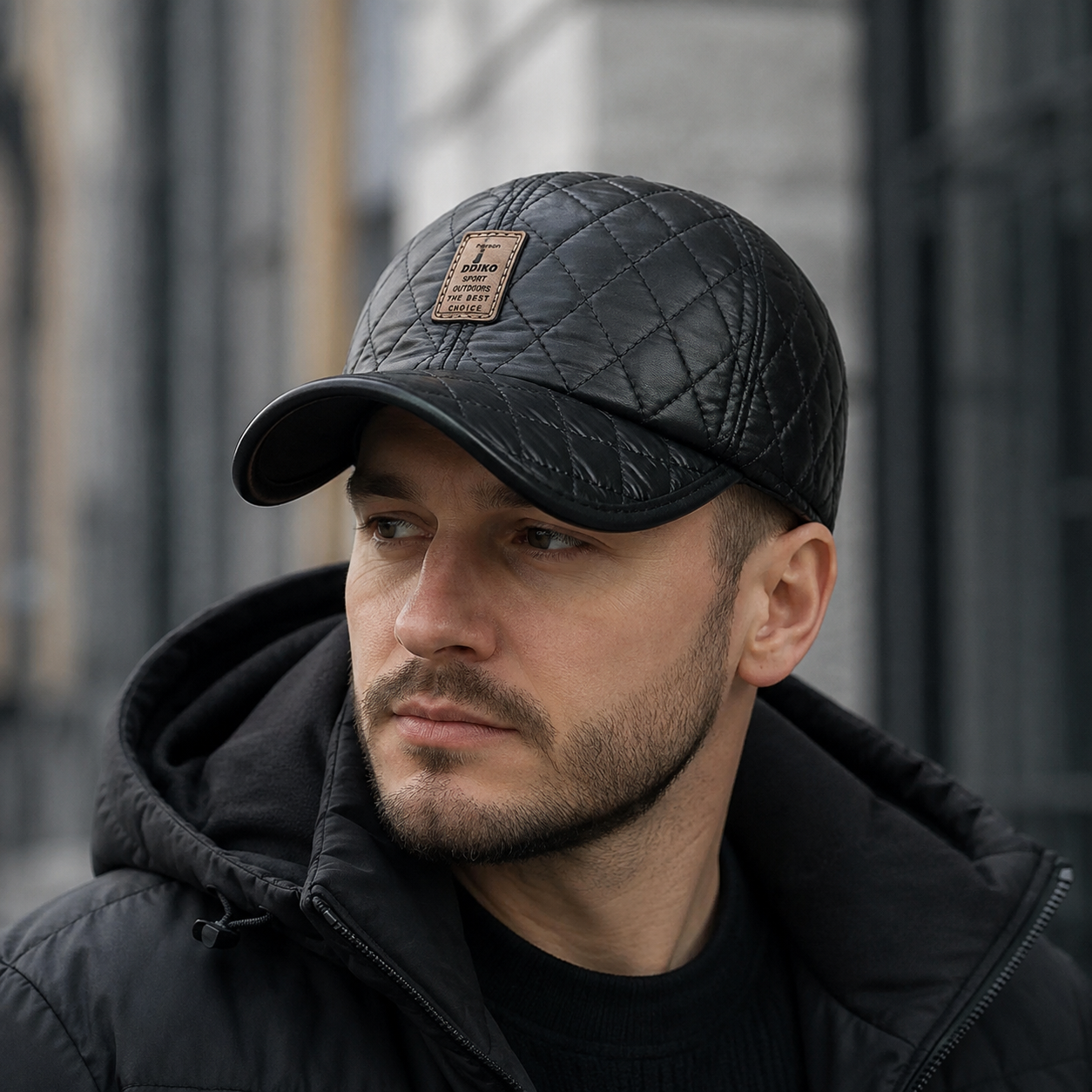 Waterproof Winter Baseball Cap – Adjustable Padded Cotton Nylon Hat with Earflaps