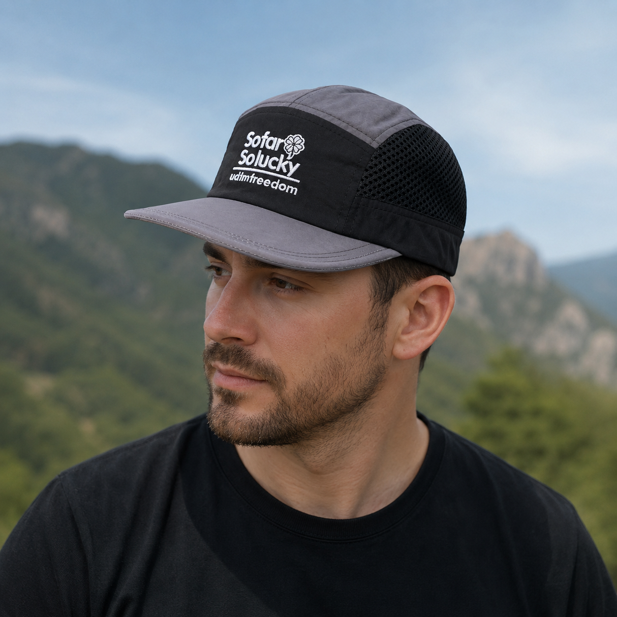 Flat Visor Cap – Adjustable 5 Panel Hat | Organic Cotton Mesh Breathable Summer Headwear