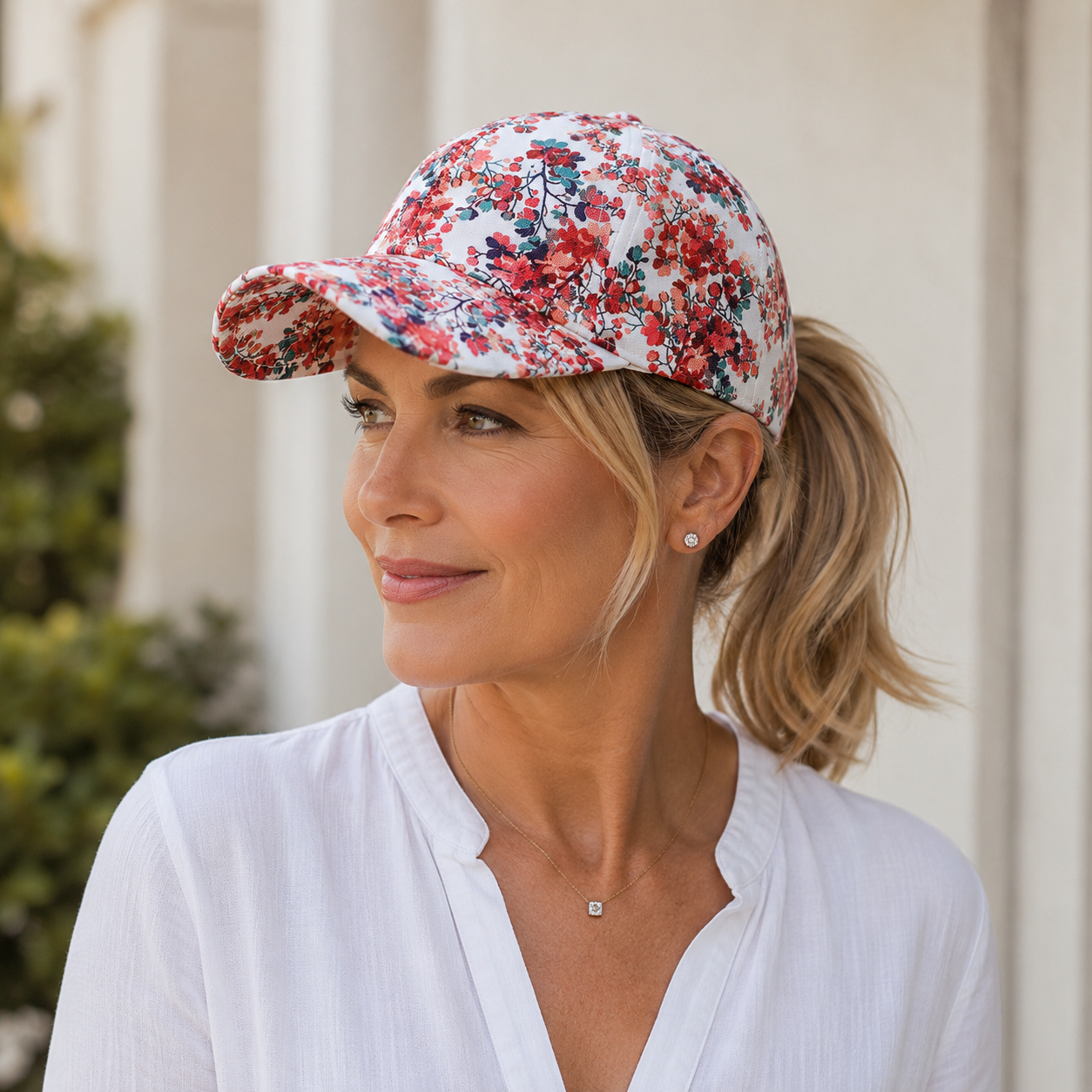 Japanese Baseball Cap – Adjustable Organic Cotton Cap With Almond Blossom Pattern