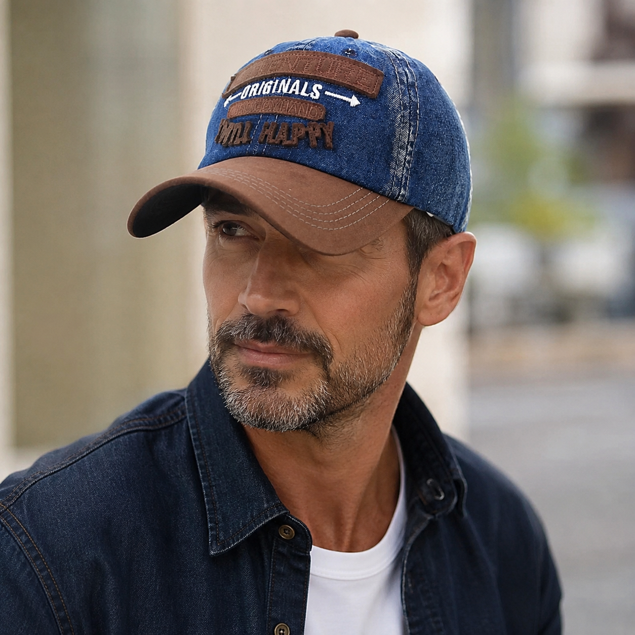 Denim Baseball Cap – Adjustable Cotton Hat With Embroidered Design For Summer