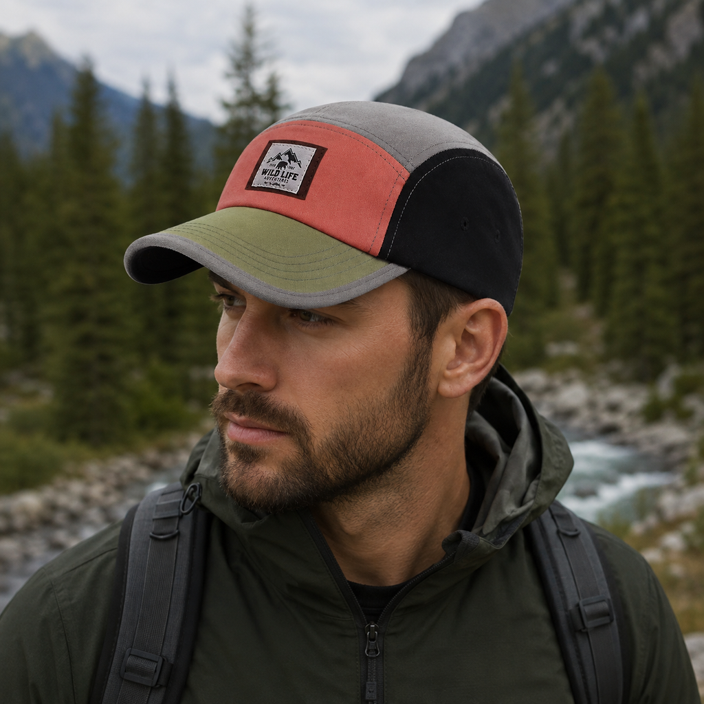 Patchwork 5 Panels Cap – Adjustable Acrylic Hat For Summer Outdoor Adventure