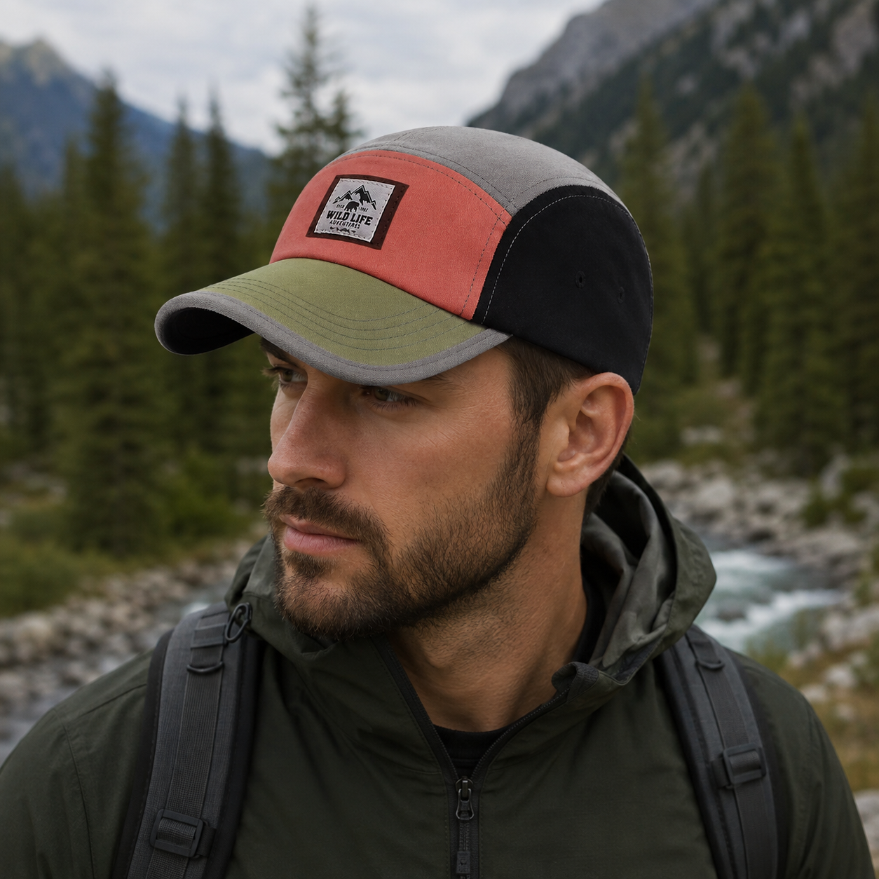 Patchwork 5 Panels Cap – Adjustable Acrylic Hat For Summer Outdoor Adventure