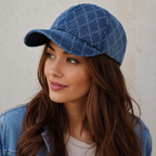 Denim Baseball Cap – Adjustable Cotton Hat with Rhombus Pattern Vintage Style