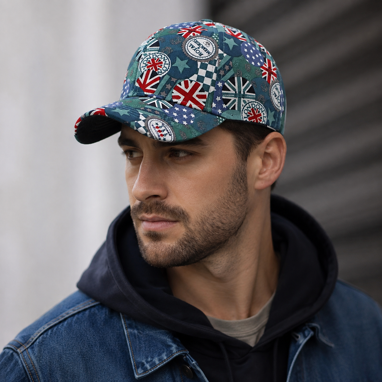 Vintage Baseball Cap – Adjustable Patchwork English Flag Acrylic Hat