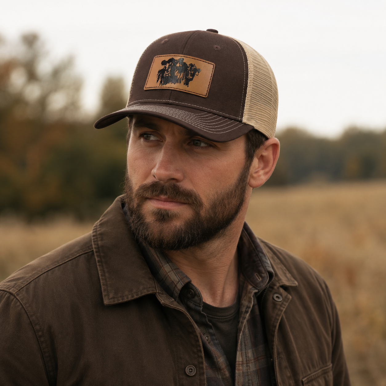 Black Bulls Trucker Cap – Adjustable Cotton Acrylic Hat With Breathable Mesh Design
