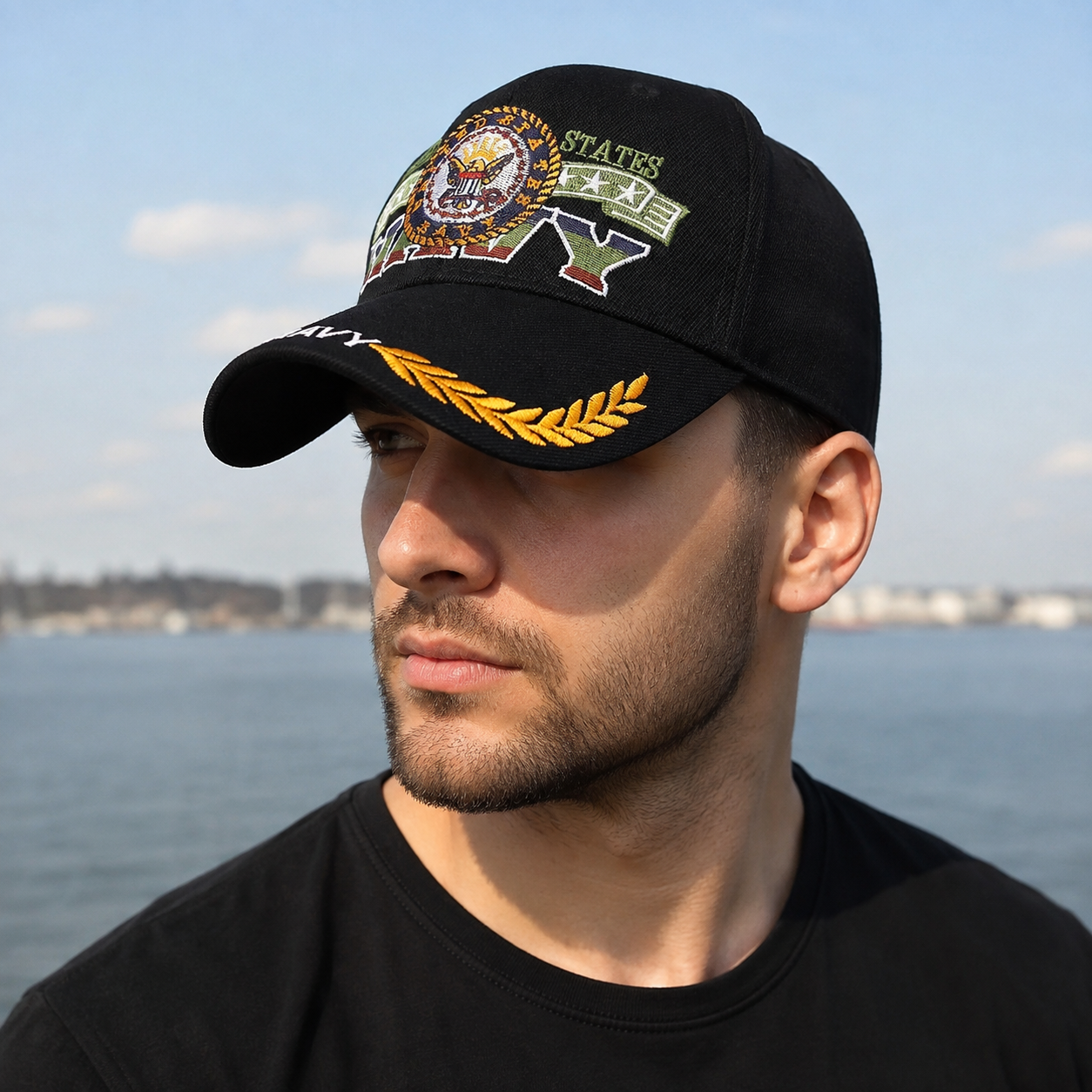 Navy Baseball Cap - Adjustable Cotton Hat With US Navy Eagle Embroidered Logo