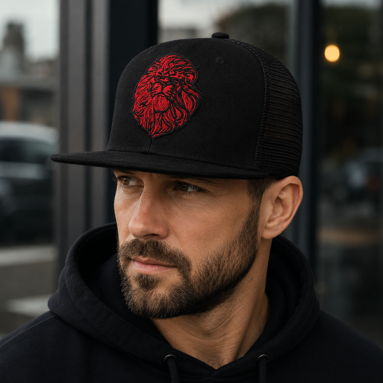 Black Trucker Snapback – Adjustable Cotton Acrylic Hat With Embroidered Logo