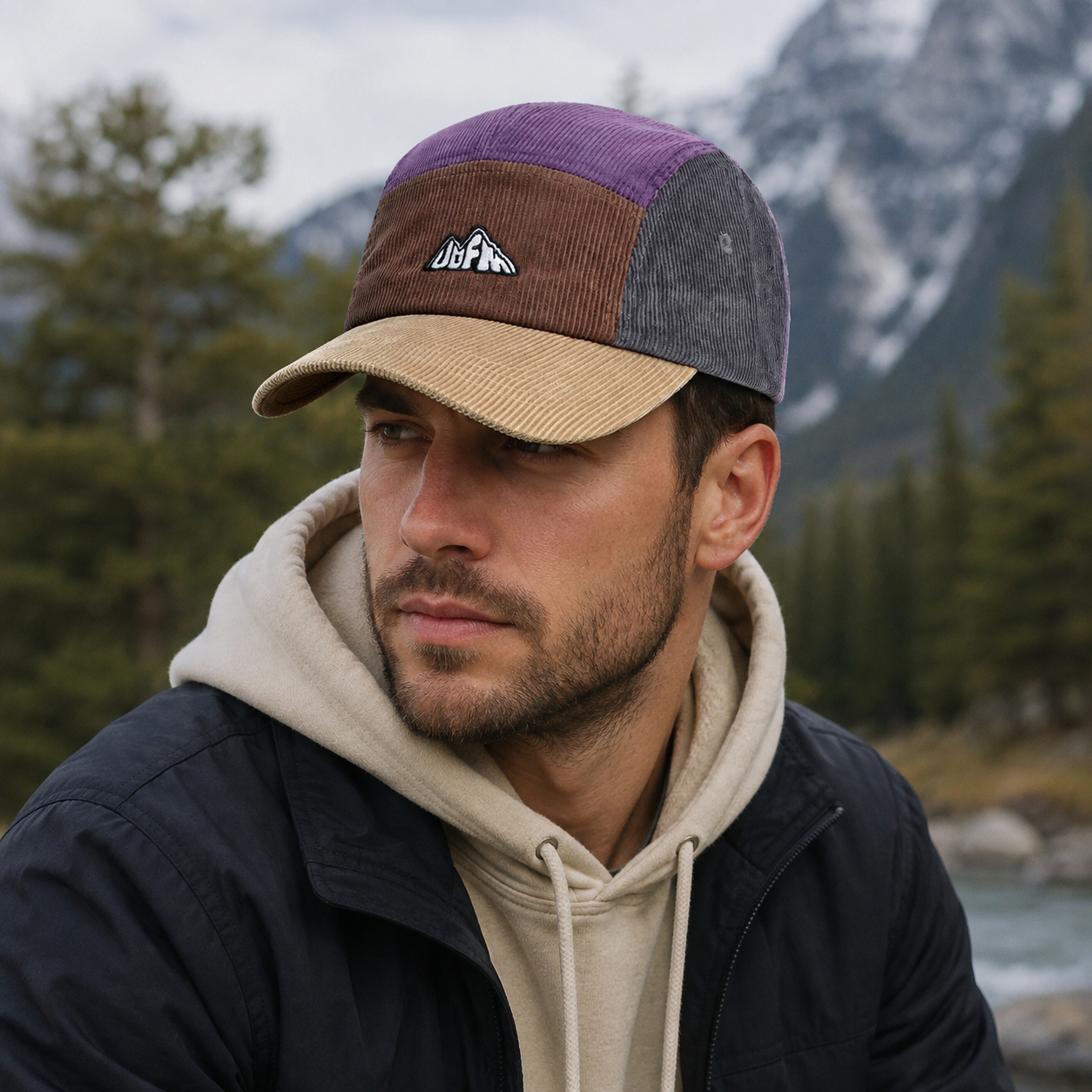 Corduroy 5 Panels Cap – Organic Cotton Adjustable Baseball Style Hat With Embroidered Logo