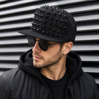 Punk Snapback Cap – Adjustable Cotton Acrylic Cap With Edgy Spikes
