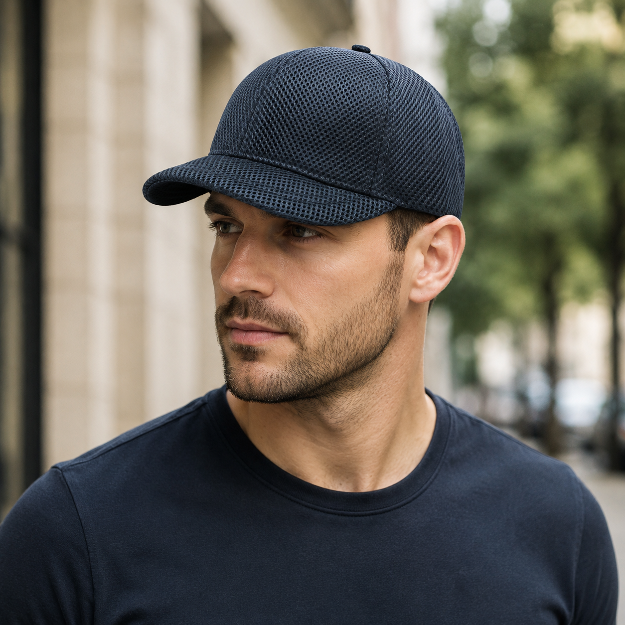 Mesh Baseball Cap - Adjustable Short Brim Quick Dry Acrylic Hat Breathable