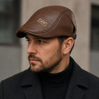Leather Flat Cap – Jamont Adjustable Vegan Leather Plaid Hat for Men & Women
