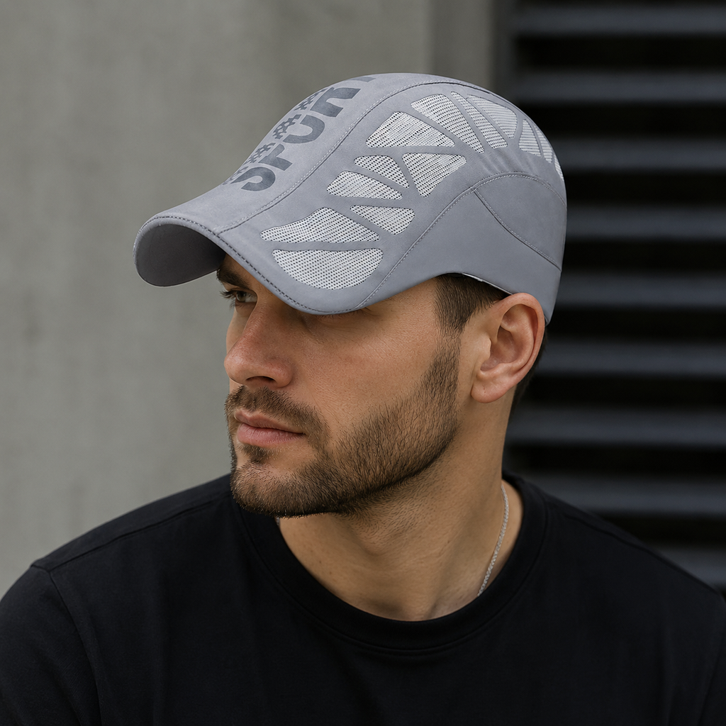 Cycling Flat Cap – Adjustable Acrylic Hat With Breathable Sweatband For Sports