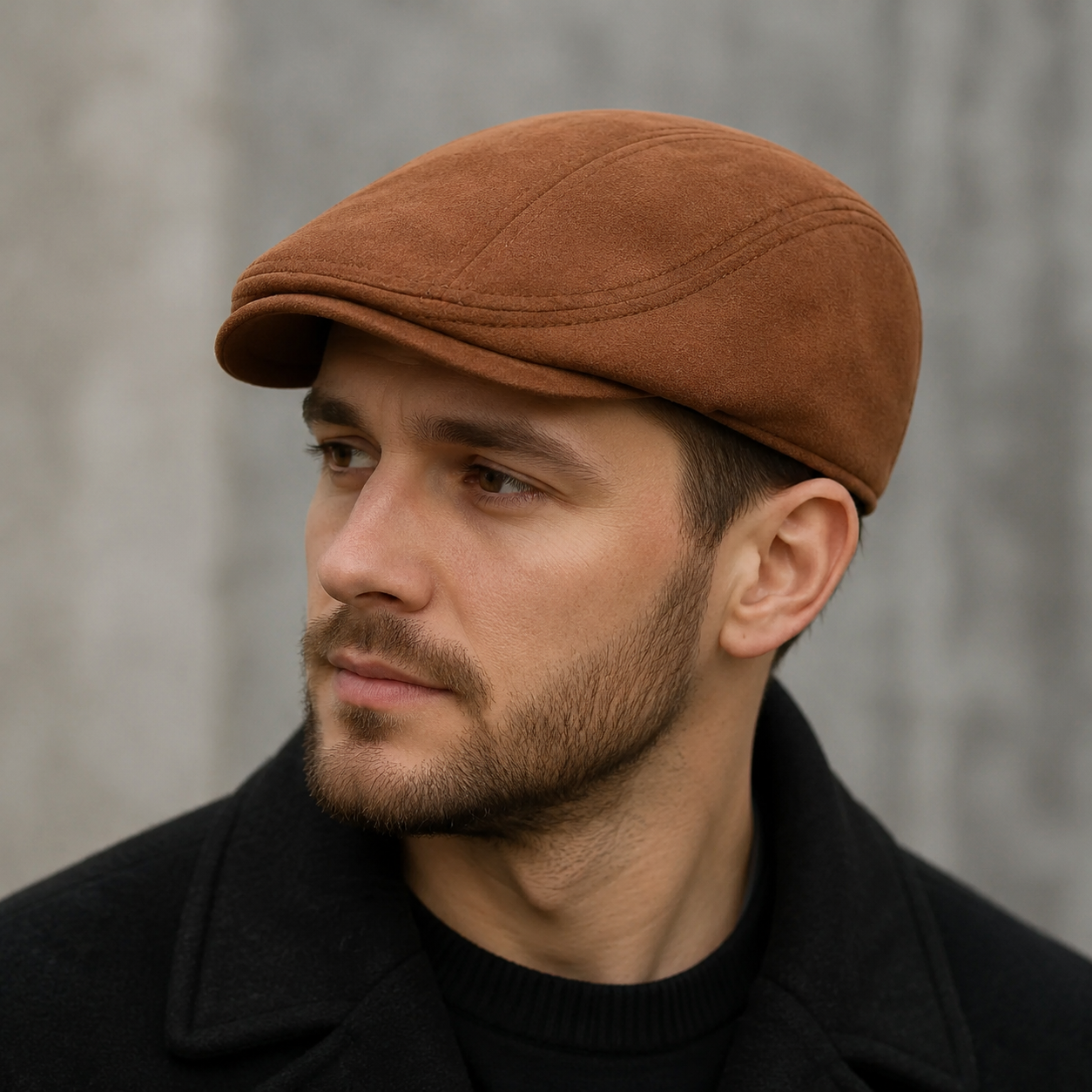 Ivy Suede Flat Cap – Adjustable Vegan Suede Cap With Classic Plain Pattern