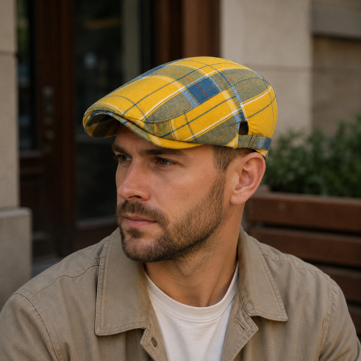 Tartan Cotton Flat Cap – Adjustable Plaid Breathable Summer Hat by Hatloom