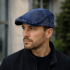 Denim Flat Cap – Washed Cotton Adjustable Hat Size 55-62 cm Unisex Style