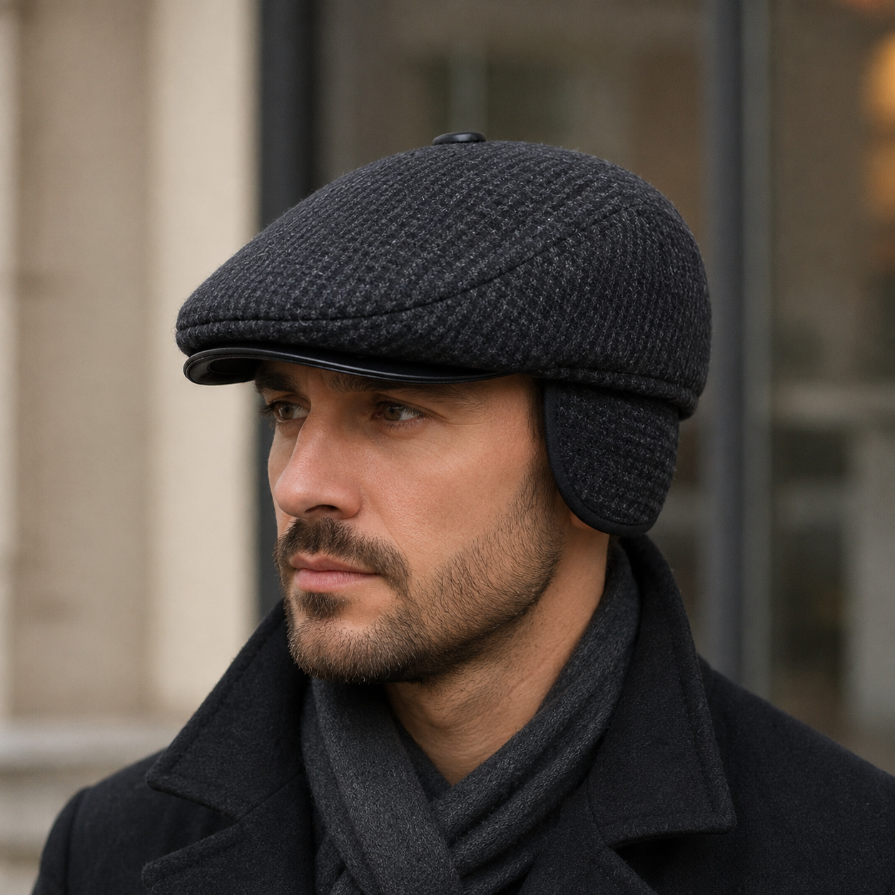 Wool Earflap Flat Cap – Classic Wool Blend Hat With Folding Earflaps For Winter