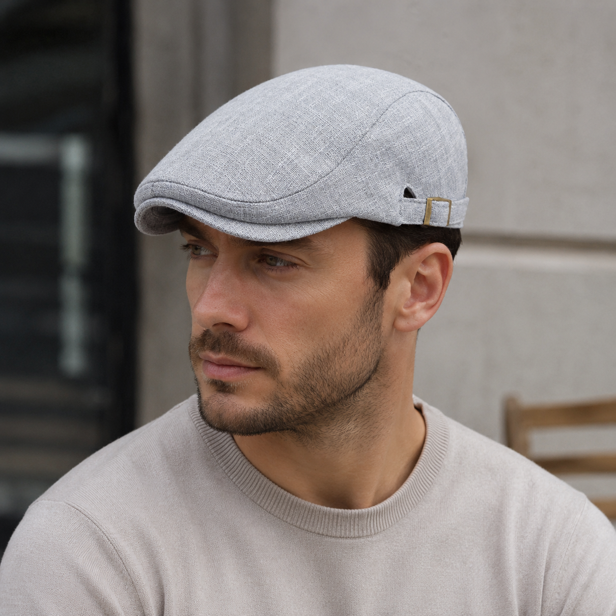 Linen Driver Flat Cap – Adjustable Cotton Sweatband Unisex Casual Hat