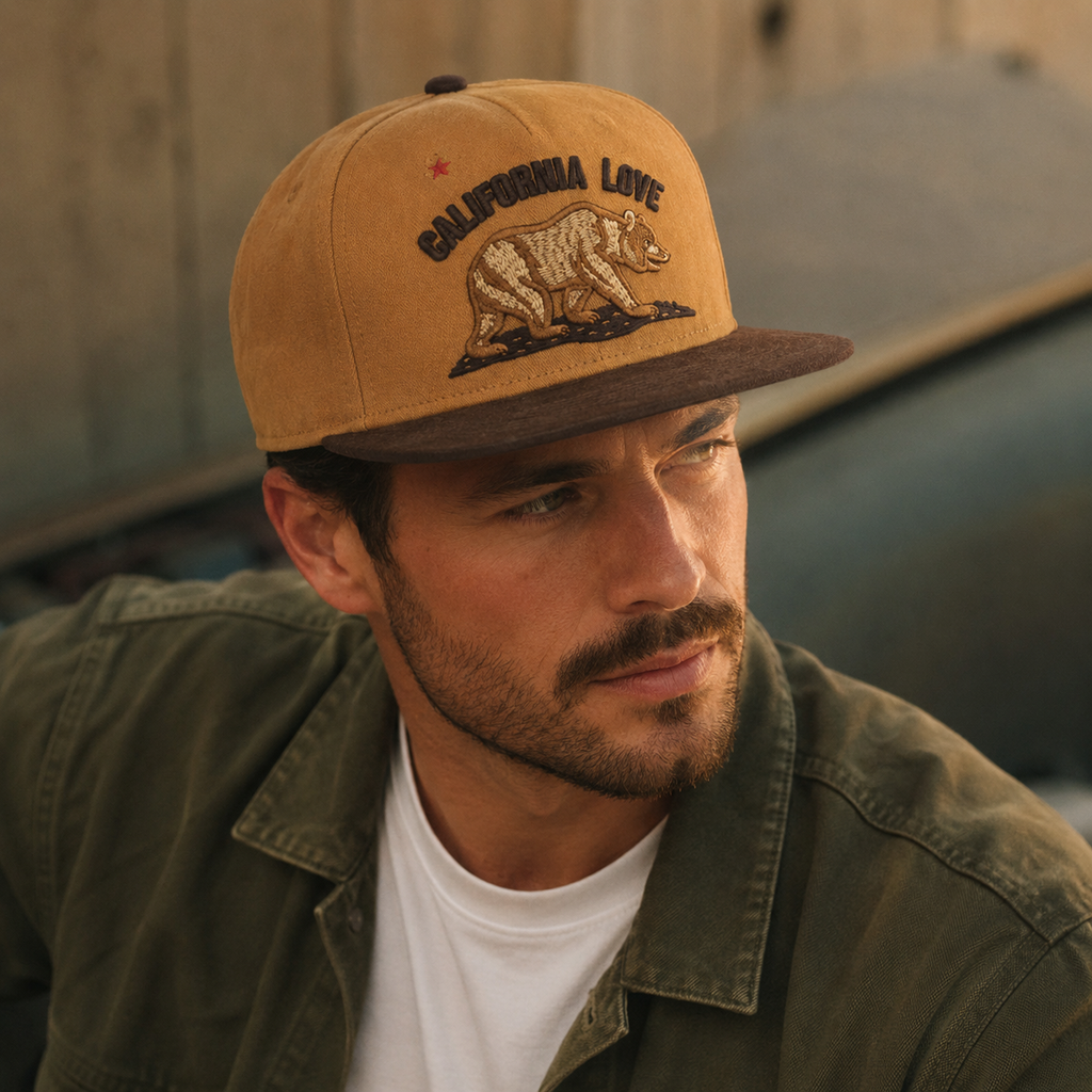 California Love Snapback - Adjustable Cotton Snapback Cap With Bear Design
