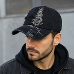 Denim Baseball Cap – Adjustable Cotton Hat With Stylish Scratched Design
