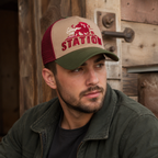 Power Trucker Cap - Adjustable Cotton Mesh Hat With Embroidered Design