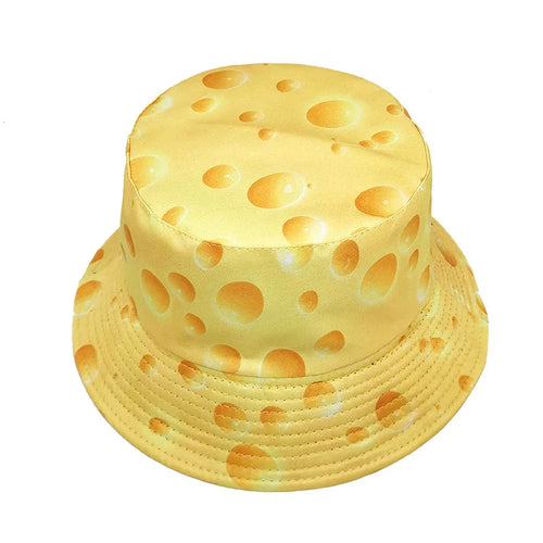 Cheese Bucket Hat - Reversible Acrylic Printed Black Unisex
