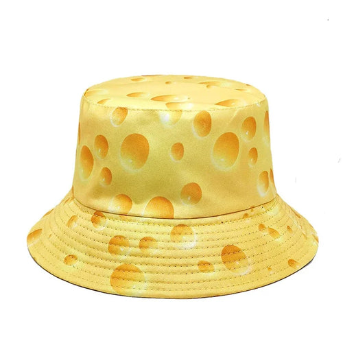 Cheese Bucket Hat - Reversible Acrylic Printed Black Unisex