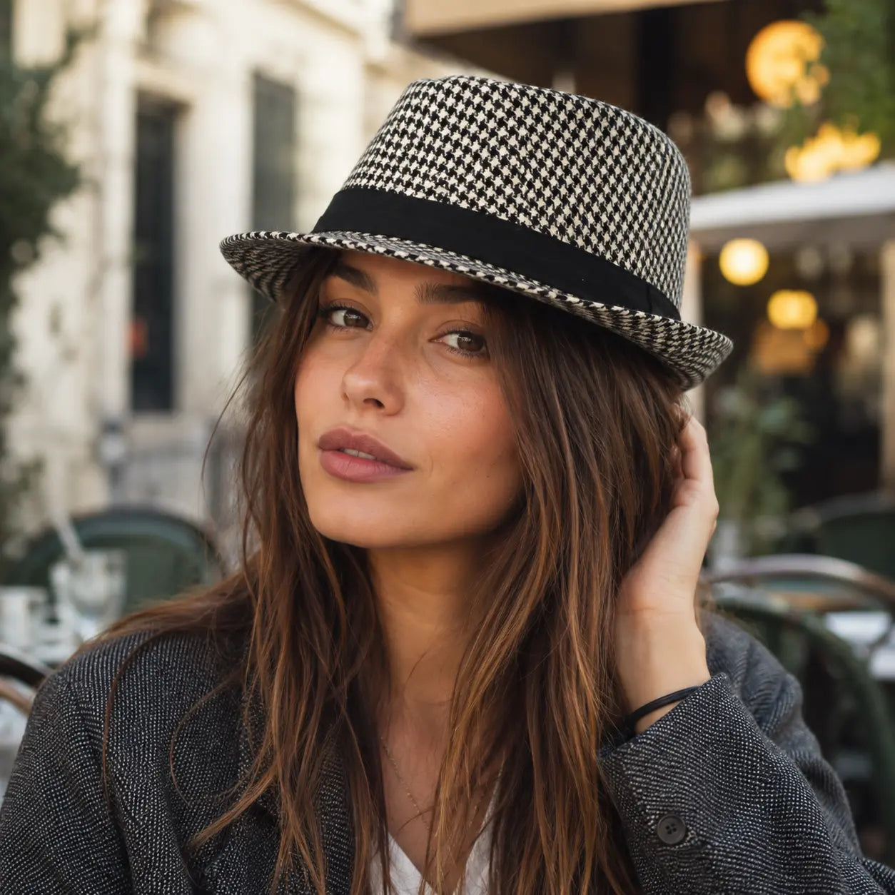 Chester Houndstooth Trilby Hat