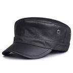 Chicago Plain Genuine Leather Army Cap