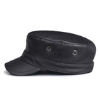 Chicago Plain Genuine Leather Army Cap