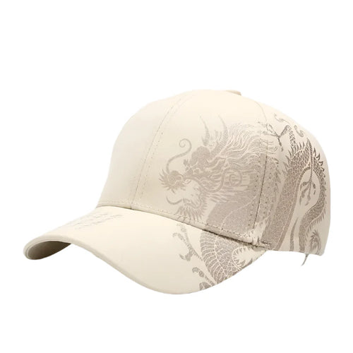 Beige Chinese Dragon Baseball Cap
