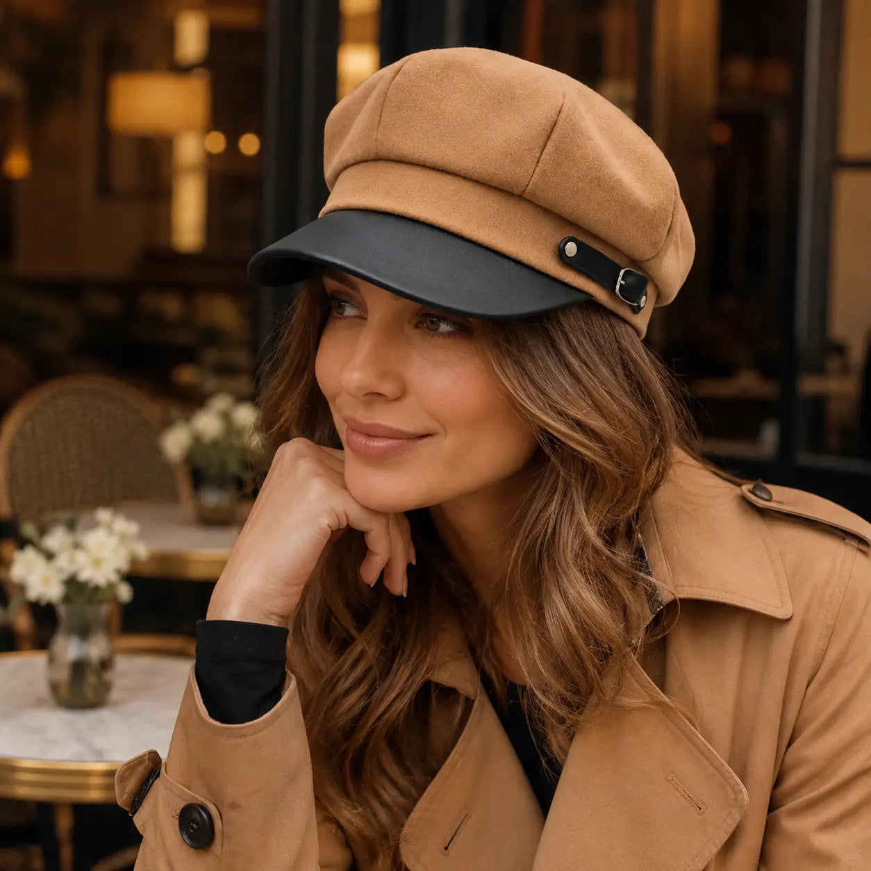 Chloé Women Cotton 6-Panels Newsboy Cap