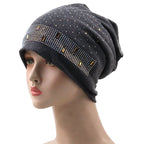 Chloe Rhinestones Cotton Beanie