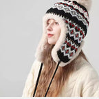 Christmas Winter Knitted Pom Pom Fur Bomber Hat