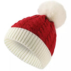 Christmas Knitted Bicolor Pom Pom Beanie