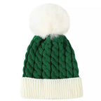 Christmas Knitted Bicolor Pom Pom Beanie