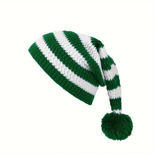White and green Christmas Elf Beanie