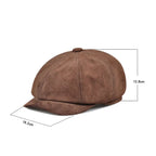 Coffee Genuine Suede Leather Newsboy Cap