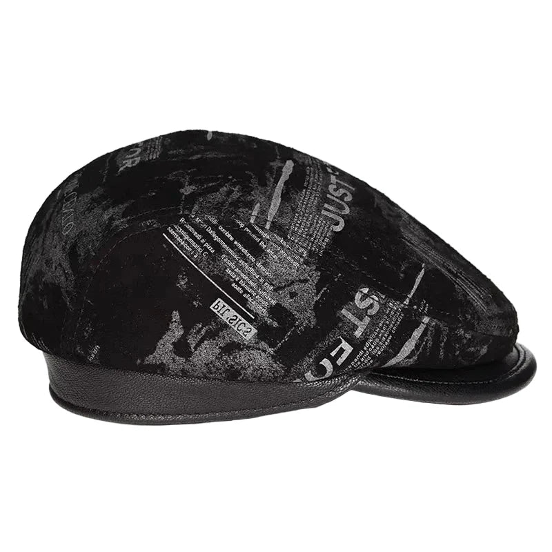 Colorado Black Genuine Leather Earflaps Flat Cap